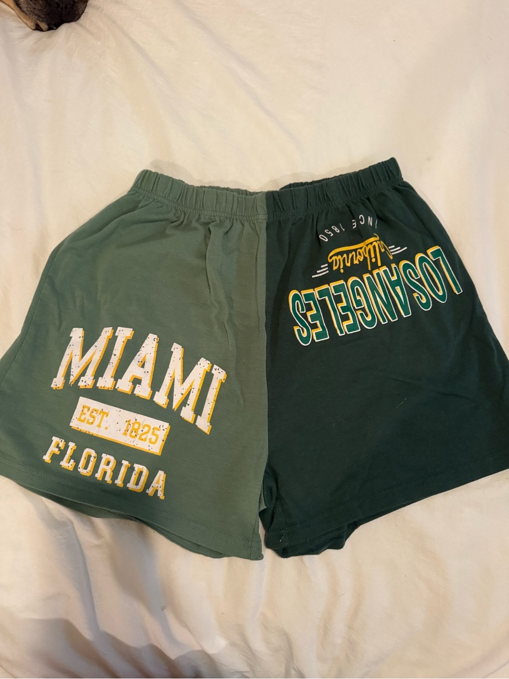 Green Two-Tone Miami / Los Angeles Graphic women’s Shorts